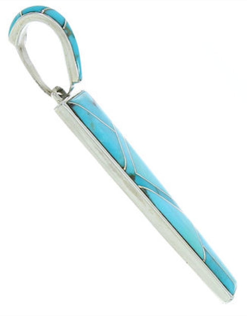Turquoise Inlay Sterling Silver Slide Pendant BW76036